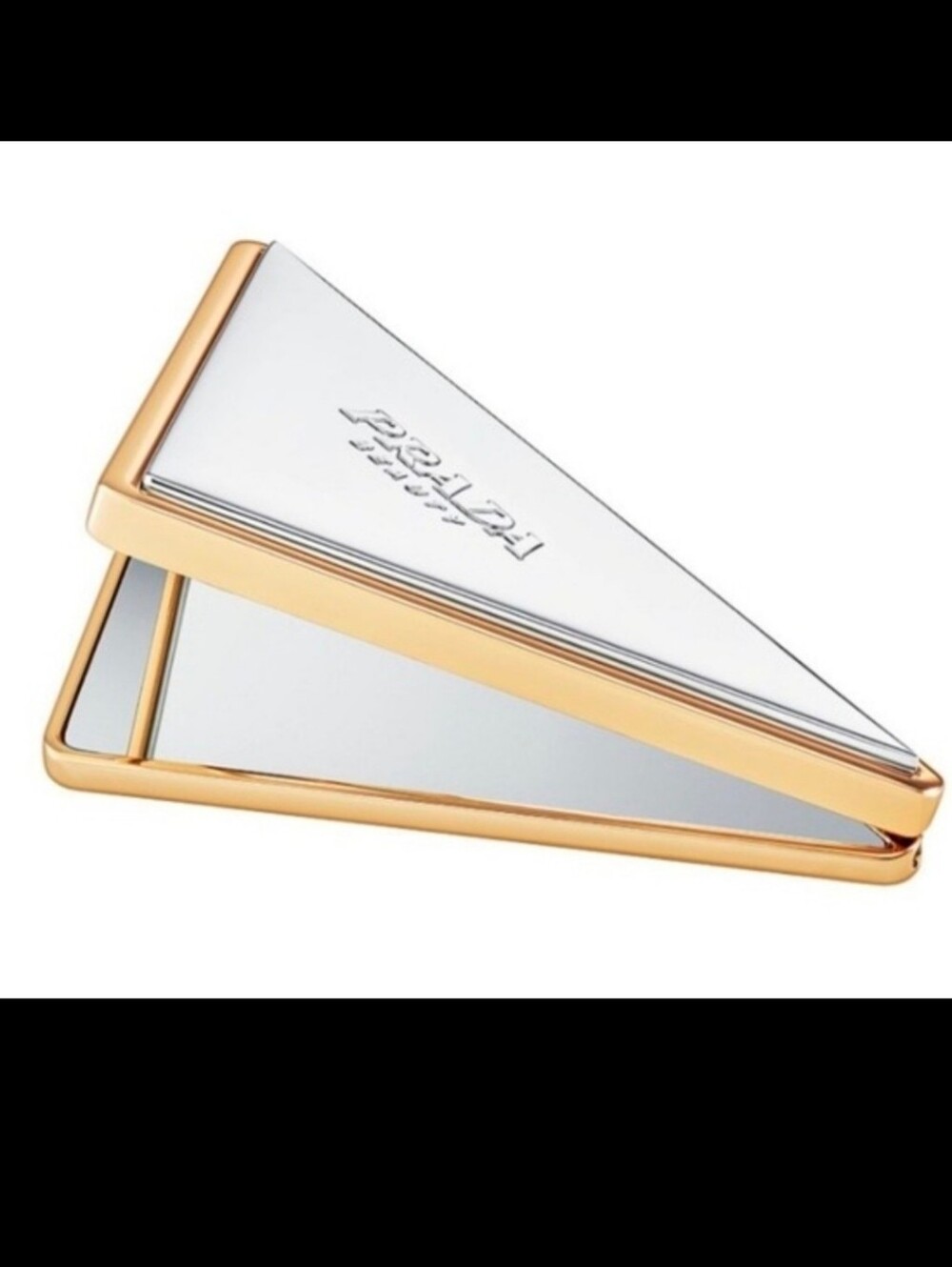 Prada Beauty Triangular Compact Makeup Mirror with Pouch. NEW WITH TAG SEALED